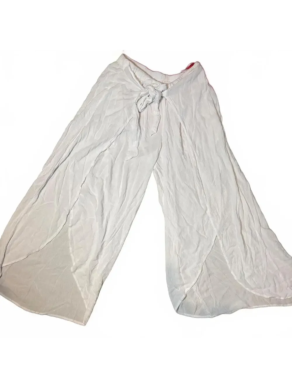 NWOT Wide Leg Flowy Wrap Pants - White Rayon - Medium